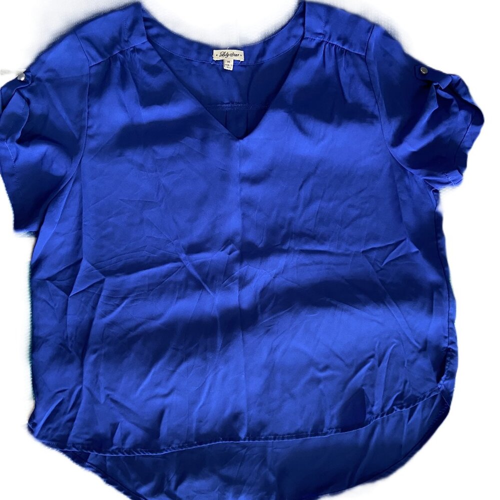 Lily Star  Royal Blue V-Neck Blouse X-Large